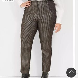 Lane Bryant Size 22 Black and Metallic Bronze Houndstooth Pants Dark Academia